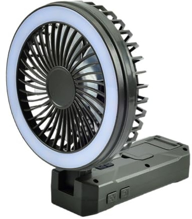 Shuade Ventilador de camping plegable compacto con luz recargable, ventiladores de escritorio plegables de 4 velocidades, refrigeración portátil para acampar al aire libre, escritorio plegable
