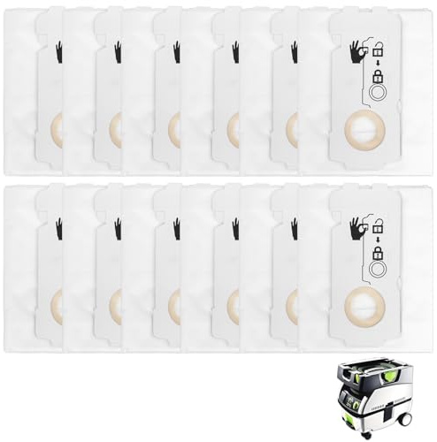 12 Stück SELFCLEAN Filtersack SC-FIS-CT MINI/MIDI-2/5 | für Festool Staubsaugerbeutel für Festool CT Mini/CT Midi/CT Midi I/CTC Mini/Midi/CT 15 Staubsaugern, ab Baujahr 2019