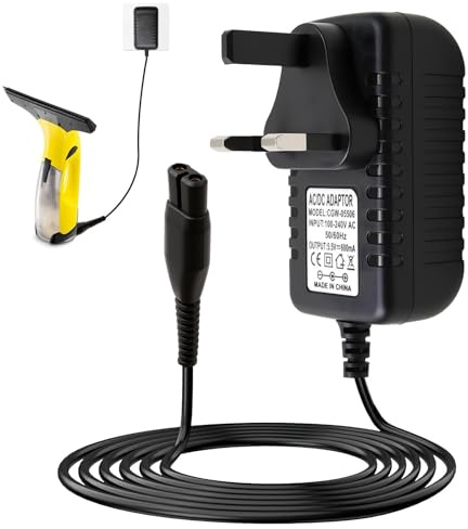5.5V Charger for Karcher Window Vac WV1-WV75 & Plus | Compatible with Karcher WV1/WV2/WV5/WV51/WV55/WV60/WV70/WV75/WV60/PlusWV70 Plus/WV75 Plus. 5.5V output. Safe and reliable