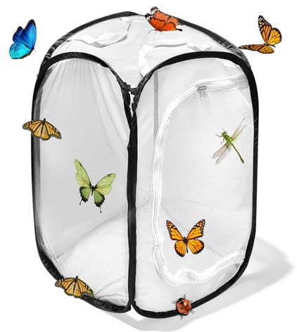 Minfuerang Insekt Und Schmetterling Habitat Käfig 40x40x60cm(Schwarz)