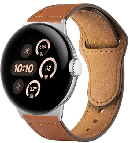 Wigento Smartwatch Armband Leder für Google Pixel Watch 4/3 / 2/1 41mm Faltschließe