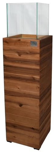 Windlicht Laterne Dekoleuchte Holz Akazie 26 x 26 x 100 cm Innen- und Außenbereich Dunkelbraun