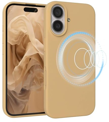 EAZY CASE Magnetische Silikon Hülle für iPhone 17 - MagSafe-kompatibel, Premium-Liquid-Silikon, Stoßfest, Kameraschutz, Mikrofaser-Innenfutter, Slim Cover Handyhülle Bumper - Nude Beige