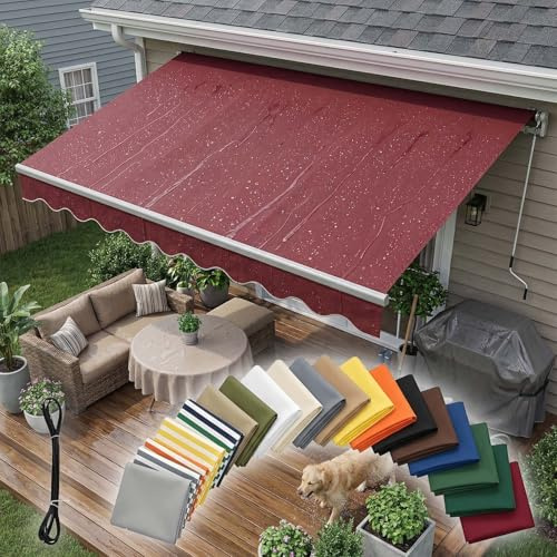 Markisenstoff Ersatz für Gelenkarmmarkise, Markisenbespannung Wasserdicht Sonnenschutz Überdachung für Terrasse 2.0m bis 7.0m Breite, Nur Markisenstoff