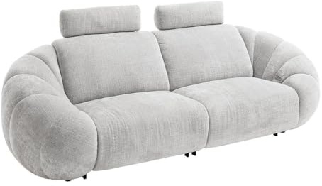 Home4You Bigsofa - Hellgrau - Stoffbezug - elektr. Relaxfunktion