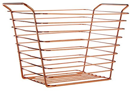 Premier Housewares Shine Wire Basket, Rose Gold, Large