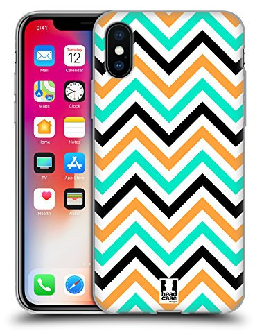 Head Case Designs Blaugrün Und Orange Neon Zigzag Soft Gel Handyhülle Hülle kompatibel mit Apple iPhone X/iPhone XS