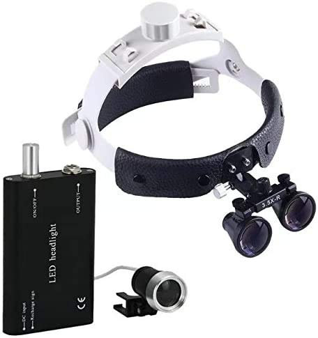 BoNew Oral Dental 3,5X-R Lupe, chirurgisches Fernglas, medizinische Lupe + LED-Kopflicht