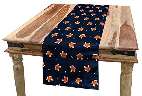 ABAKUHAUS Fuchs Tischläufer, Kleine orange Wald Säugetier, Esszimmer Küche Rechteckiger Dekorativer Tischläufer, 40 x 180 cm, Orange Blau