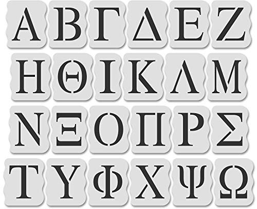 Stencil Stop Schablonen-Set für griechische Buchstaben zum Malen und Nachzeichnen, 14 mm Mylar-Kunststoff, 10,2 cm hohe Buchstaben