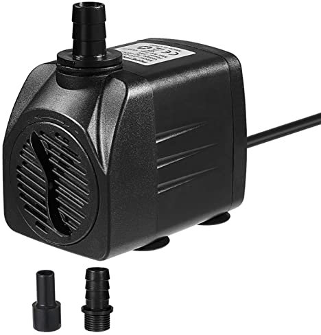 Homvik Submersible Water Pump 600L/H 8W Water Pump for Fountain Aquarium Pond Garden and Ultra-Quiet Water Pump Hydroponics System with 2 Nozzles AC220-240V 1.2M Lift Height (600L/H)