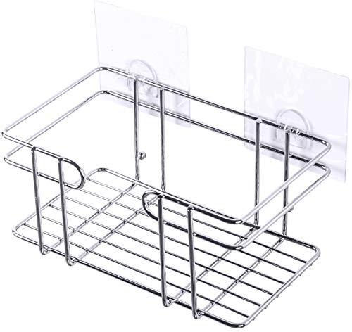 Sanilo Estante de ducha agujeros | Estante de ducha resistente de acero inoxidable | Cesta de ducha para colgar (Transparente)