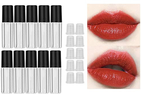 10pcs 1,5ml Lipgloss Tube, Mini Lipgloss Tubes Lip Stick DIY Lipgloss Behälter Leere Flaschen mit Zauberstab Makeup Liquid Lipstick Bottles Kit