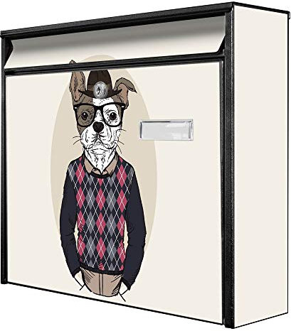 banjado® Burg-Wächter® Briefkasten mit Motiv Ludger/Briefkasten ohne Zeitungsfach 32x36x10 cm groß/Briefkasten mit Namensschild A4 Einwurf inkl. Montagematerial & 2 Schlüsseln