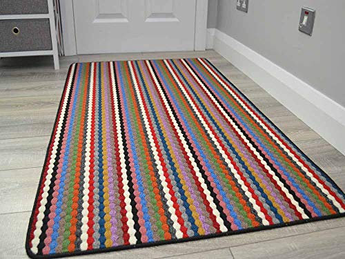 Moscow Non Slip Heavy Duty Rubber Backed Machine Washable Modern Kitchen Long Hall Hallway Utility Rugs Mats (57cm x 100cm) Multicolor