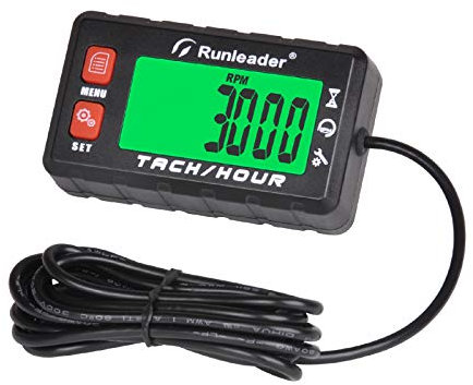 Runleader Digitaler Drehzahlmesser für kleine Motoren, größeres mehrfarbiges LCD-Display, Drehzahlwarnung, Batterie austauschbar, weiße und rote Hintergrundbeleuchtung(RD)