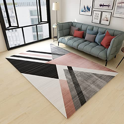 Teppich kinderzimmer deko babyzimmer deko Rosa grau einfaches geometrisches Design Wohnzimmerteppich Balkondekorationszubehör deko für Schlafzimmer 80x120cm