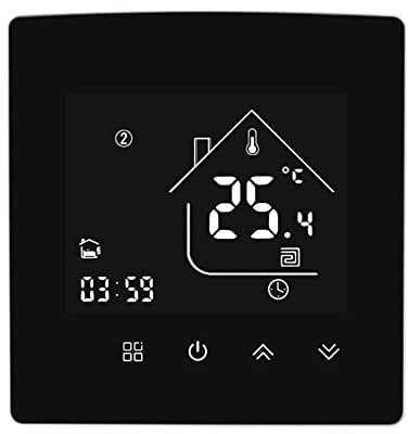 MincoHome 25A Tuya Smart Wifi Thermostats Big Power Temperature Controller for Electric Floor Heating System Voice Remote Control Compatible with Alexa, Google (Black)