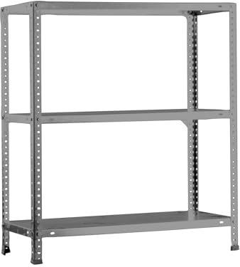 Simon Rack Metallregal 1000x800x300 mm - Comfort | 3 Höhen, Metallablage, Biegepunkt 100 kg, Korrosionsschutzlackierung, Montage mit Schrauben, Grau