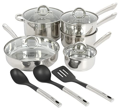 Oster Sangerfield - Juego de utensilios de cocina de acero inoxidable de 12 piezas con herramientas de cocina