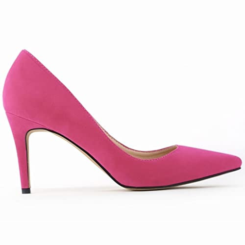 QIANKUN Chaussures à talons hauts sexy pour femmes à talons hauts tendance à bout pointu chaussures élégantes noires rouges travail mariage talons hauts grande taille rose 39