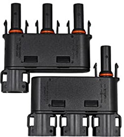 HandGold 1500V DC Solar T Steckverbinder 3-fach Verteiler IP68 Wasserdichter T Stecker, 1 Paar (3 zu 1 Abzweiganschluss)
