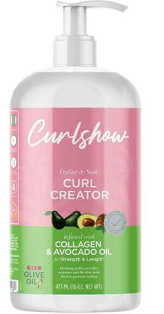 ORS Curlshow Curl Creator - Produit coiffant pour cheveux bouclés avec collagène, huile d'avocat et panthénol - Renforce, fait briller et favorise la croissance des cheveux - 473 ml