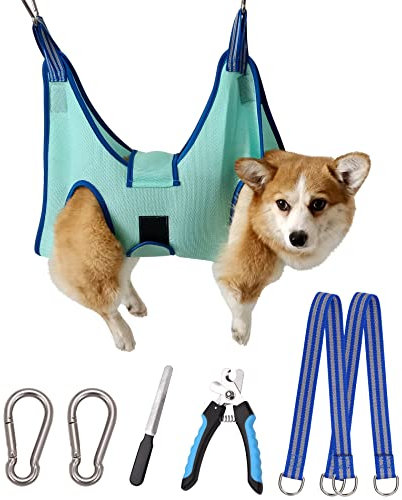 Kkiimatt 2027 New Edition Dog Grooming Hammock, Pet Grooming Hammock with Nail Clippers/File, Dog Grooming Sling with Wide Strap Sewed