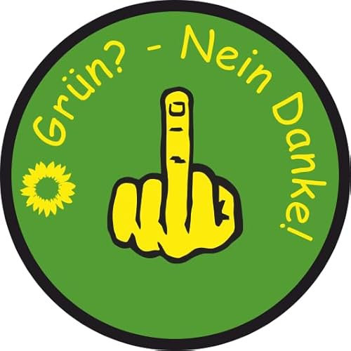 U24 Aufkleber Grün? - Nein Danke! Stinkefinger Autoaufkleber Sticker 9 x 9 cm Konturschnitt