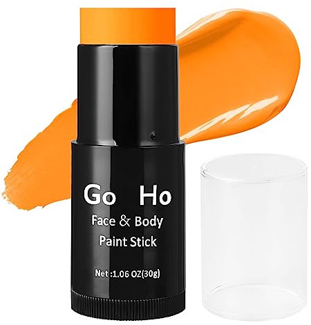 Go Ho Cream-Blendable Orange Face Paint Stick (1.06 Oz),Orange Full Body Paint Makeup Stick for Adults Children Halloween Cosplay Joker Clown SFX Makeup,Waterproof