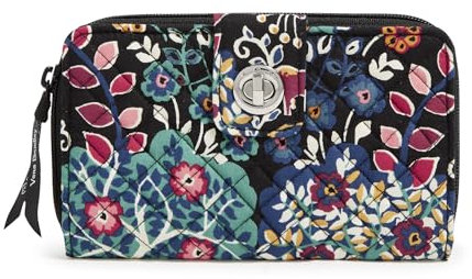 Vera Bradley Damen Geldbörse mit Drehverschluss aus Baumwolle mit RFID-Schutz, Verzauberung, Einheitsgröße