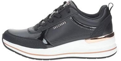 Skechers Fine Shine, Billion 2 Mid Lace UP Donna, Black Duraleather/Patent Trim, 37 EU