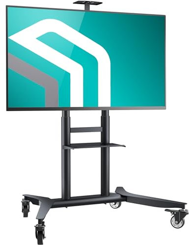 ONKRON Piedistallo TV 55-90 pollici - Supporto TV da Pavimento in Colore Nero con Carico Totale 90 kg - Porta Televisore Mobile VESA 200x200-800x600 mm - Supporto Televisore da Terra TS1871-B