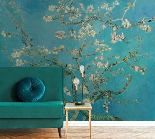Tapete 3D Wandbild Öl Auf Leinwand Stil Zweige Blumen Fototapete 3D Effekt Vliestapete Wohnzimmer Schlafzimmer Wanddeko