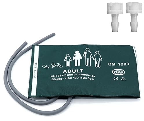 NIBP Cuff with BP18 Connectors for Adult, 25-35 cm Reusable Dual Tube Nylon Replacement BP Cuff with Inner Airbag for Blood Pressure Monitor Machine