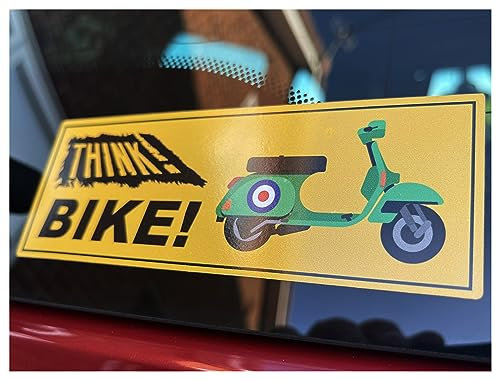 Gloss Think Bike Scooter Motorcycle Moped Road Safety Car Window Sticker