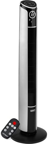 YOER 29dB Leiser Turmventilator, Ionisator, 10 m Reichweite, Neigungswinkeleinstellung, 12 Geschwindigstufen, 4 Modi, 12 Std. Timer, 90° Oszillation, Fernbedienung, Verto TF01S, silber