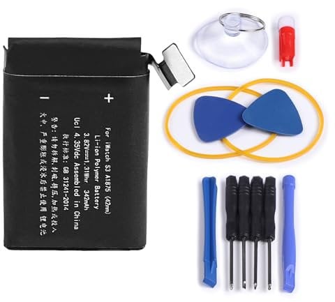 NEWASHAN Batteria A1875 compatibile con Apple iWatch Watch 3a generazione Serie 3 S3 42 mm GPS + LTE cellulare A1859 A1861 ricaricabile agli ioni di litio Lipo batteria 3,82 V 342 mAh (S3-42 mm-A1875)