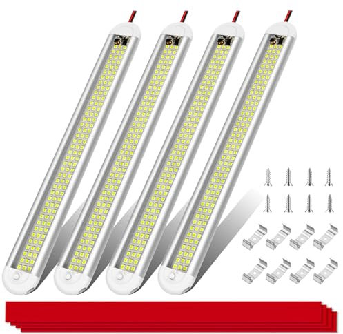 EASYIVY 12V Interior LED Light Bar, Ultrathin 120 LED Van Interior Light Kits with ON/OFF Switch, 6500K 12V LED Universal Strip Light for RV Car Camper Bus Caravan Boat Motorhome Kitchen, 4-Pack