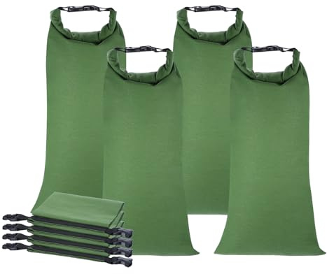 PATIKIL 28 x 11 Flood Water Barrier Sand Bags, 4 Pack Reusable Thickened Canvas Sandbags with Insert Buckle Quick Flood Barrier for Door Garage Flood Control