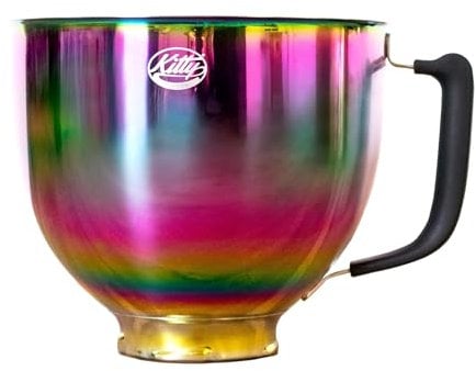 Kitty Professional Edelstahl Rührschüssel Super Bowl kompatibel mit Kitchen Aid 4,3 und 4,8 Liter mit Messskalen, spülmaschinenfest (Rainbow)