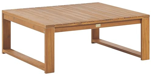 Beliani Garten Beistelltisch Zertifiziertes Akazienholz Hellbraun rechteckig 90x75 cm Timor II