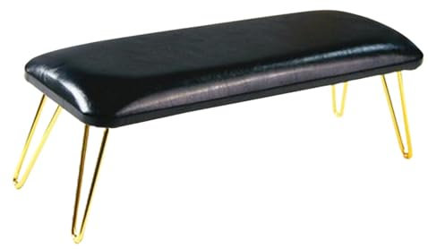 harayaa Manicure Hand Rest Stand,Nail Arm Rest,PU Leather,Non Slip,Nail Table Mat,Nail Hand Rest for Nail Technician Use,Must Have, Black and gold
