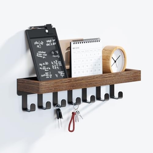 SWTYMIKI Key Holder for Wall - Key Hooks with 7 Hooks, Key Hangers Home Decor Key Rack Mail Organizer, Wall Mounted Key Holder for Hallway, Entryway, Bedroom, Mudroom, Office