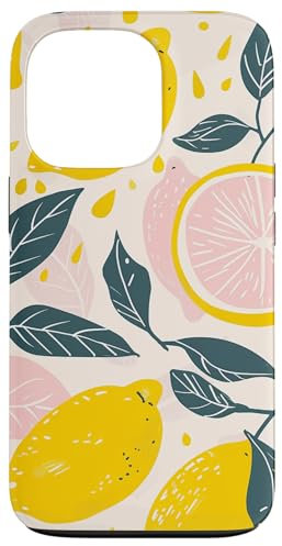 Vintage Muster Kunst Zitrone Obst Hülle für iPhone 13 Pro