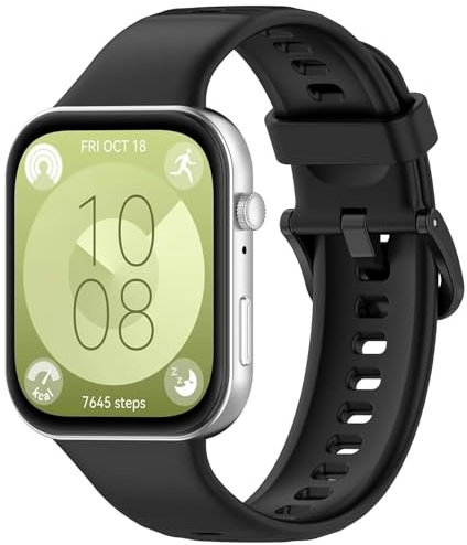 FTRONGRT Uhrenarmband Kompatibel mit Huawei Watch Fit 4 Pro/Fit 4/Fit 3, Weiches Silikonarmband, Ersatzarmband - Schwarz