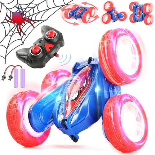 Spider Ferngesteuertes Auto - 4WD mit Radlichtern - 360° Rotation Stunt Auto - 2.4Ghz Indoor/Outdoor Wiederaufladbares Spielzeugauto für 3 4 5 6 7 8 9 10 Jahre alte Jungen Mädchen Weihnachten