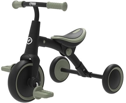 TP Toys Tricycle Évolutif Enfant 2-en-1 – Vélo d’Équilibre & Tricycle à Pédales – Dès 18 Mois – Siège Réglable – Intérieur & Extérieur – Vert Forêt – Charge Max 25 kg