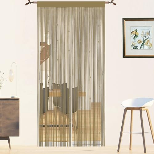 Fadenvorhang Insektenschutz Türvorhänge Fliegengitter Fliegenschutz Balkontür Fliegenvorhang Insektenschutz Türvorhang Insektenvorhang Terrassentür Perlenvorhang Für Türen (Ecru 90x200cm)