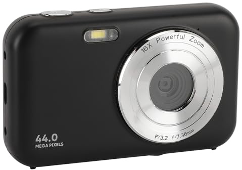 Cuifati Digitalkamera, 44 MP, 1080P, 16-facher Zoom, Kompakte Reise-Videokamera mit Gesichtserkennung, Anti-Shake, Integriertem Mikrofon für Aufnahmen, Selbstauslöser, Aufhelllicht, für